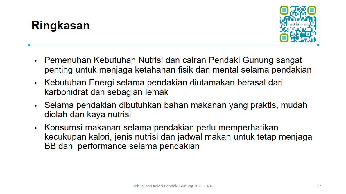 Fisiologi & Kebutuhan Kalori Pendaki Gunung